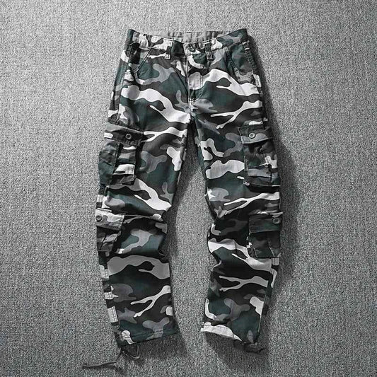 Men's Tactical Cargo Pants Camo Loose Fit Straight Leg Casual Sportswear Trousers