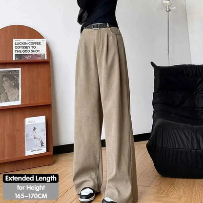 Corduroy High Waist Wide Leg Pants for Women Autumn Winter Casual Trousers Straight Leg New