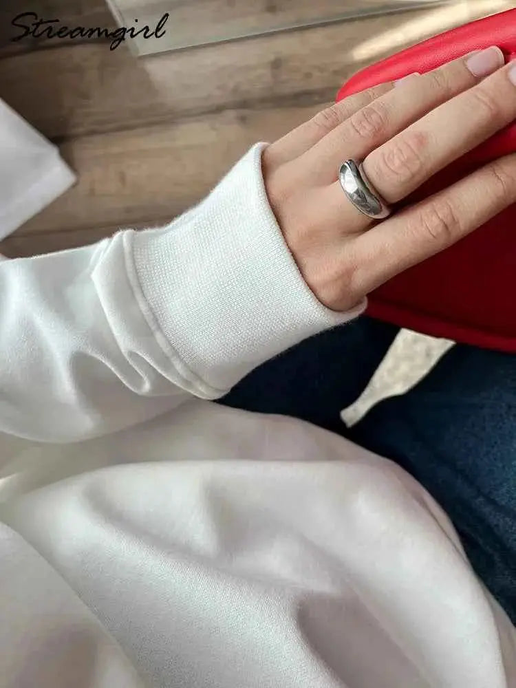 Oversized Green Mint Sweatshirt For Women Basic Winter Warm Fleece Lined Option TeenStylo
