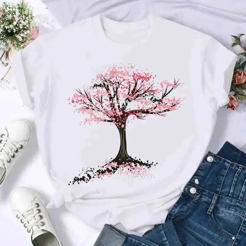 Women's Short Sleeve Butterfly Bow Floral Graphic Tee T Shirt Summer Casual Top For Everyday Wear
