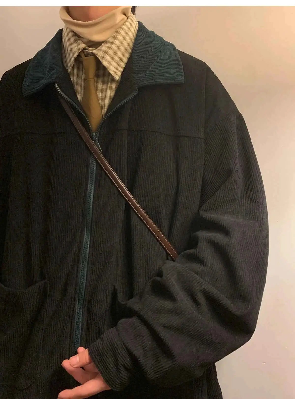 Retro 2025 Autumn Corduroy Bomber Jacket For Men Oversized Patchwork Casual Jacket 5XL