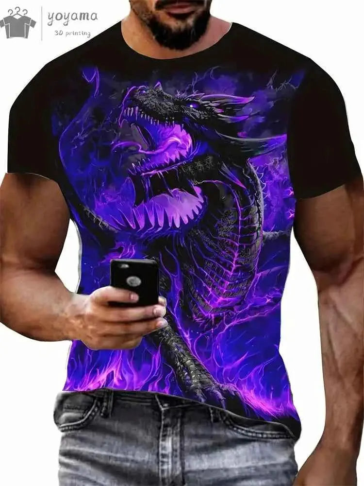 Dragon Graphic T Shirt For Men Short Sleeve Tee Funny Dragon Print Summer Clothing Personalized