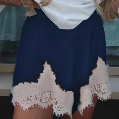 Women Y2K Silk Lace Trim Shorts Pajama Micro Mini Slip Boxer Lounge Low Rise Bottoms Streetwear