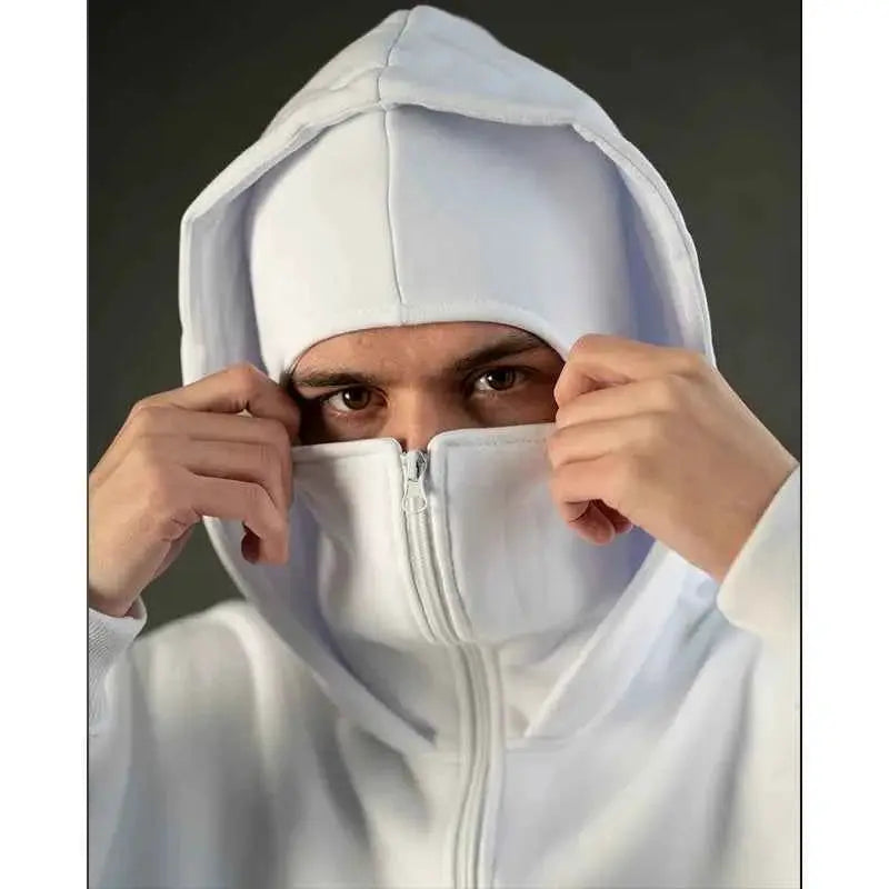 Vintage Hooded Mask Hoodie For Men And Women Harajuku Hip Hop Rock Gothic Fashion Loose Fit Zip Sweatshirt