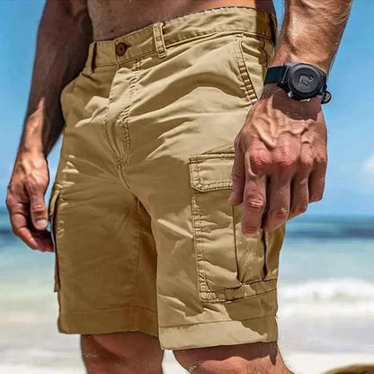 Casual Loose Cargo Shorts For Men 2025 Summer Trend Multi Pocket Patchwork Straight Fit Solid Color