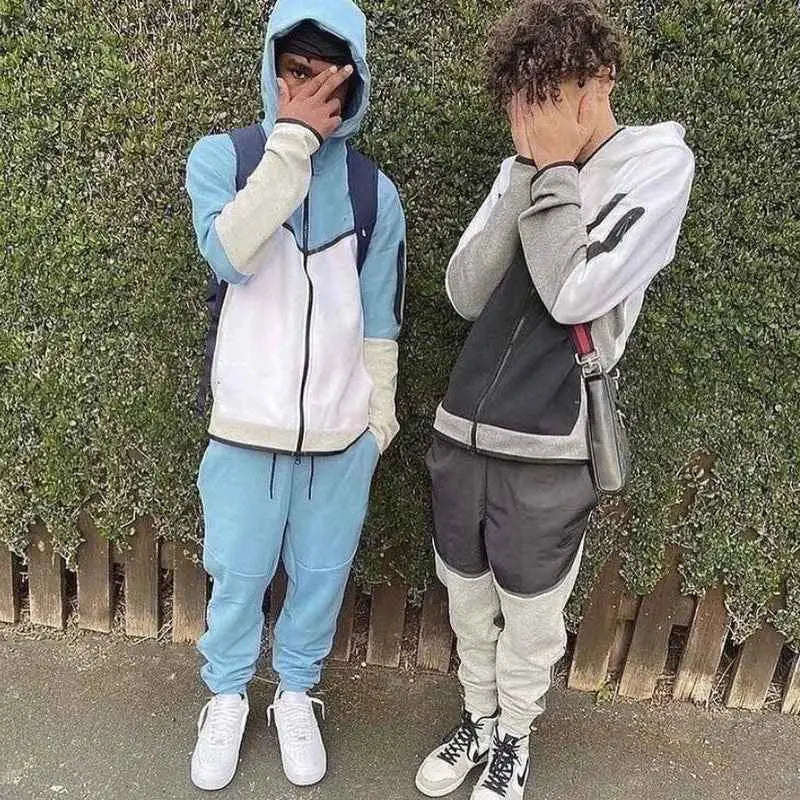2024 Men Tracksuit 2 Piece Set Black Sportswear Jogging Suit Techwear Polyester Designer Style New Brand