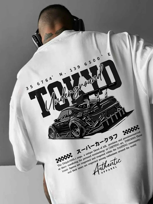 Mens Racing Car Graphic T Shirt Short Sleeve Round Neck Loose Fit Casual Tee For Spring Summer