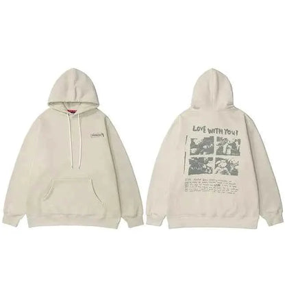 Hip Hop Hoodie Streetwear Sweatshirt For Men 2025 Bear Letter Print Harajuku Hooded Pullover Cotton Fleece Autumn