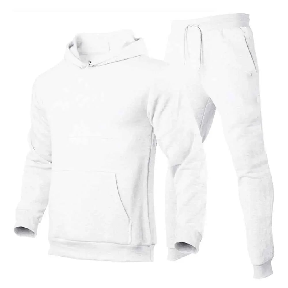 Mens Tracksuit Hooded Pullover And Sweatpants 2 Piece Sports Set Fleece Jogger Casual Streetwear