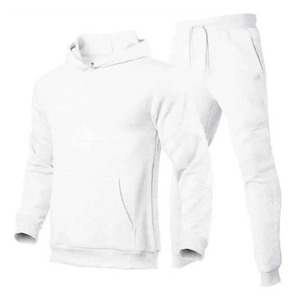 Mens Tracksuit Hooded Pullover And Sweatpants 2 Piece Sports Set Fleece Jogger Casual Streetwear