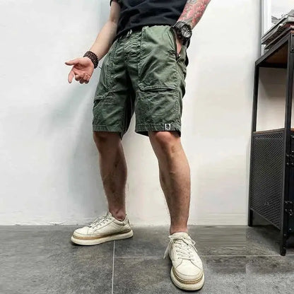 Men Summer Casual Classic Multi Pocket Camouflage Cotton Cargo Shorts Vintage Twill