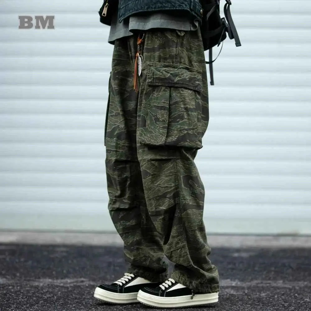 High Quality American Retro Ast Craft Camouflage Cargo Pants For Men Outdoor Tactical Baggy Trousers