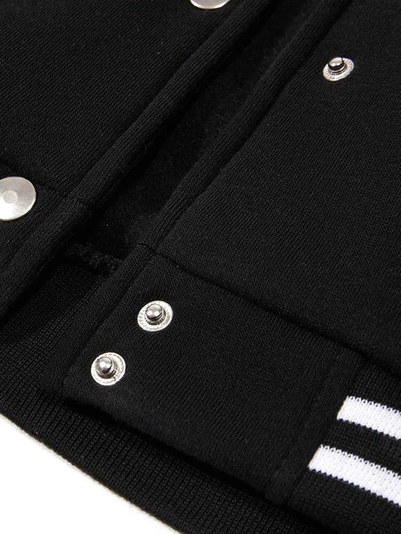 Couple Baseball Uniform Jacket For Men Long Sleeve Polyester Black White Casual Sportswear Sizes S To 5XL
