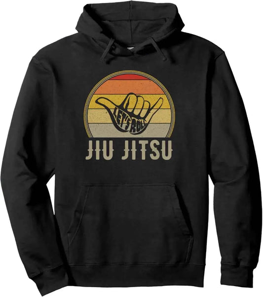 Let's Roll Jiu Jitsu Hand Vintage Sunset Funny Martial Arts Pullover Hoodie Customizable Sweatshirt For Men