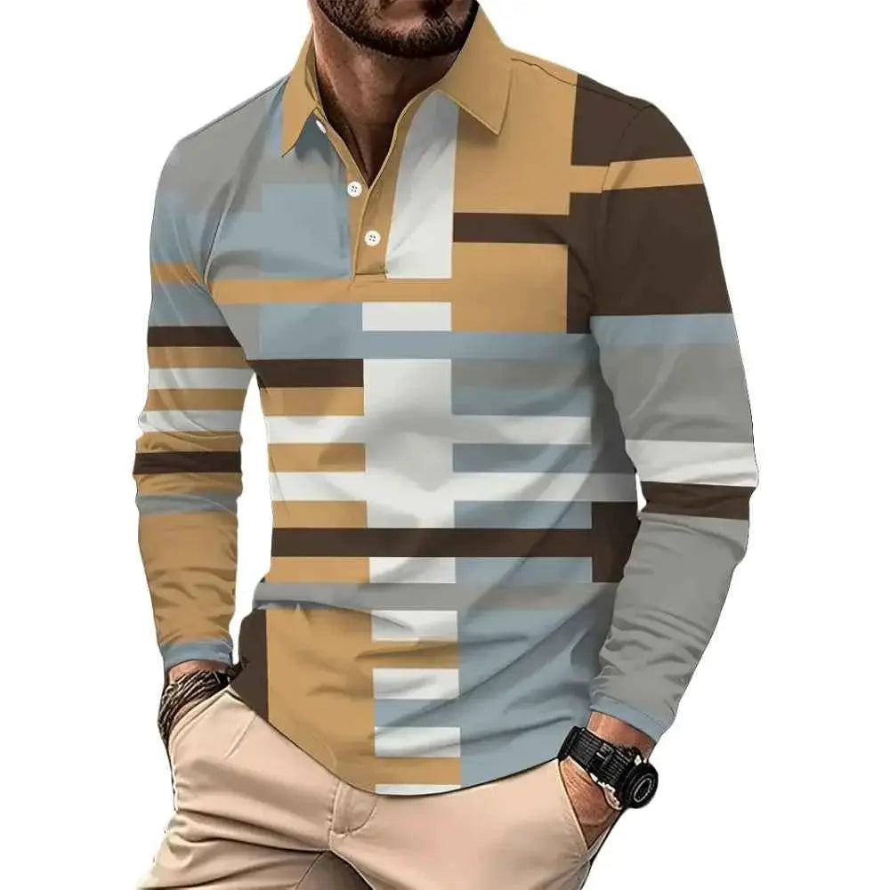 Vintage Stripe Print Mens Polo Shirts Classic Casual Wear For All Day Comfort By TeenStylo