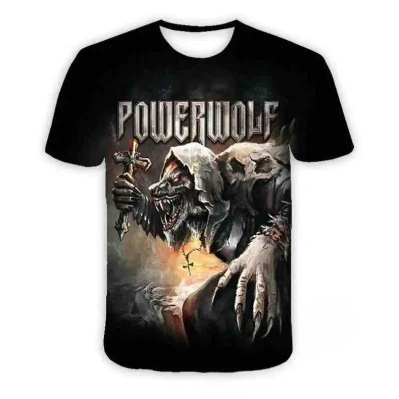 Powerwolf Metal Rock 3D Print T Shirt For Men And Women Hip Hop Style Oversized Short Sleeve Tee Streetwear Fashion