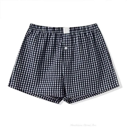 Breathable Women Plaid Lounge Boxer Shorts Elastic Waist Pajama Bottoms Sleepwear Y2K Casual Summer Gingham Shorts Beach