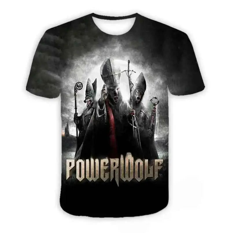 Powerwolf Metal Rock 3D Print T Shirt For Men And Women Hip Hop Style Oversized Short Sleeve Tee Streetwear Fashion