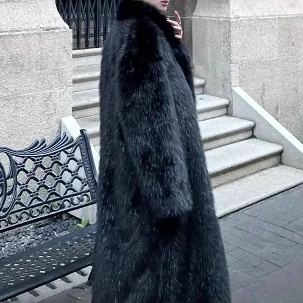 Mens Faux Fur Warm Coat Winter Jacket Plush Lined Thickened Premium Outerwear TeenStylo