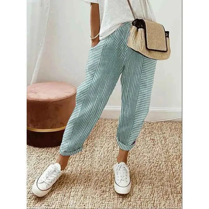 Women Vertical Stripe Loose Fit Pants Casual Wide Leg Trousers TeenStylo Boutique