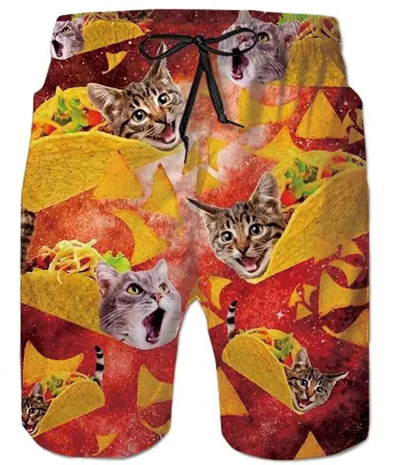 Funny Animal Dinosaur Beach Shorts For Men 3D Printed Surf Board Shorts Summer Hawaii Swim Trunks