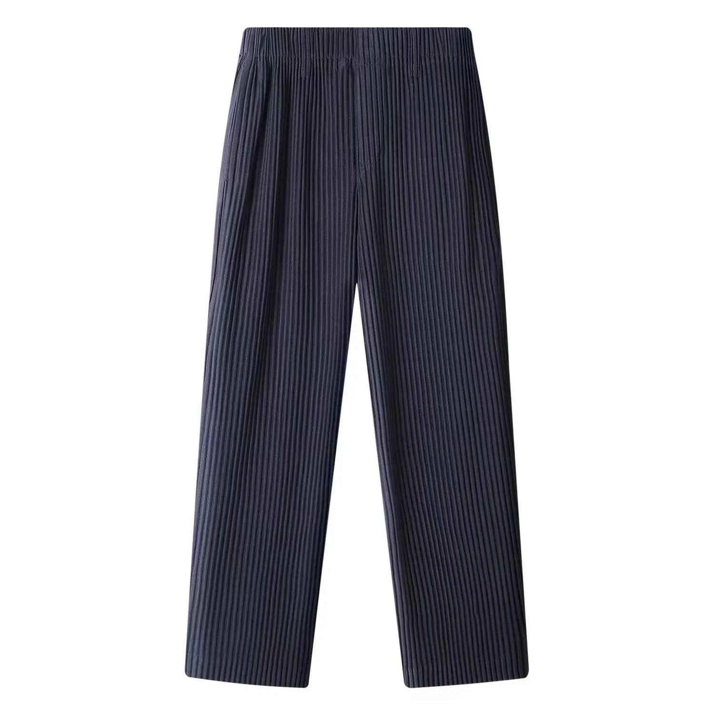 Miyake Pleated Mens Trousers Baggy Straight Fit Casual Japanese Style Pants High Quality Fabric