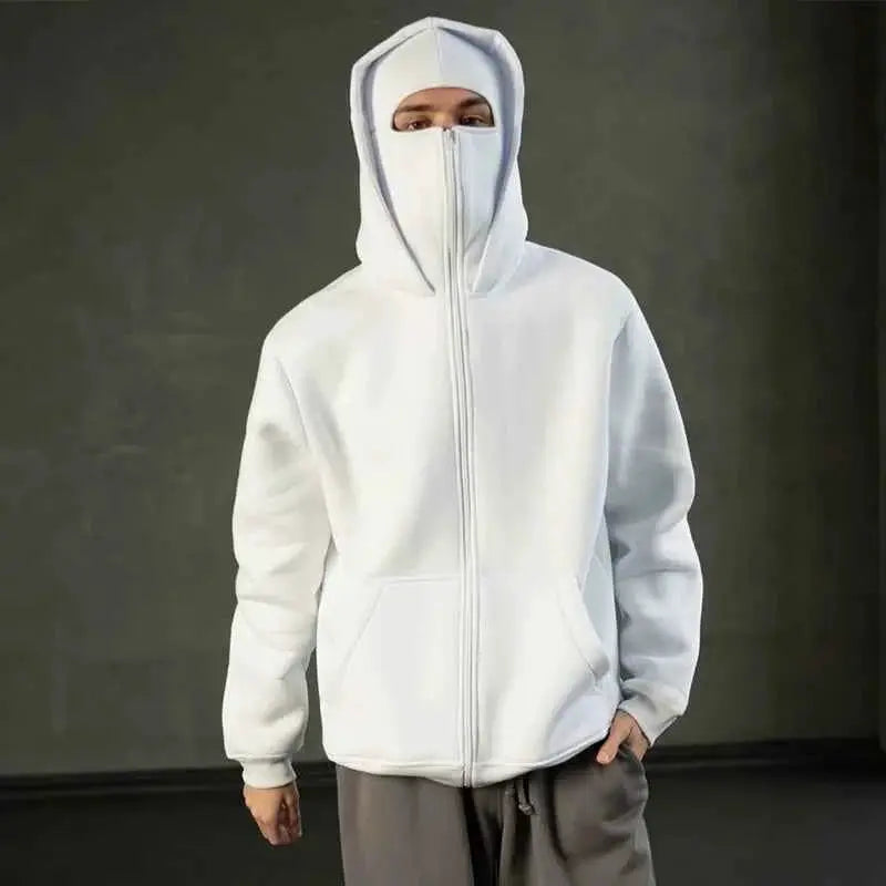 Vintage Hooded Mask Hoodie For Men And Women Harajuku Hip Hop Rock Gothic Fashion Loose Fit Zip Sweatshirt