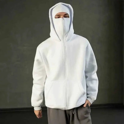 Vintage Hooded Mask Hoodie For Men And Women Harajuku Hip Hop Rock Gothic Fashion Loose Fit Zip Sweatshirt