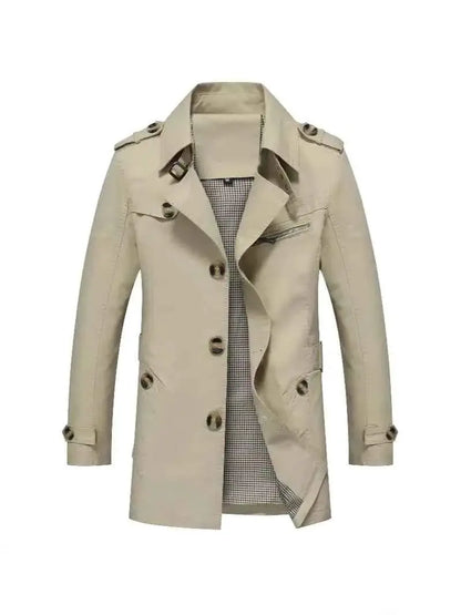 Men's Pure Cotton Windbreaker Long Jacket For Business Casual Streetwear 2025 Spring Summer Autumn Winter