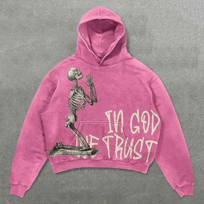 Y2K Hoodie Sweatshirt for Men and Women Oversized Harajuku Gothic Graphic Print Pullover Hoodie