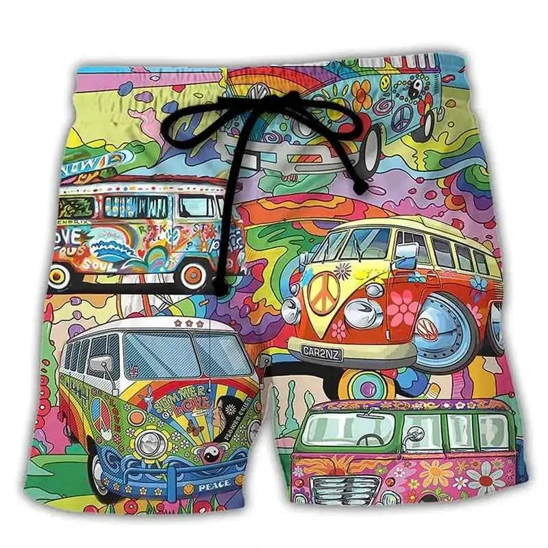 Colorful Graffiti 3D Printed Surfing Board Shorts For Men And Boys Cool Summer Beach Swim Trunks Street Style Hip Hop