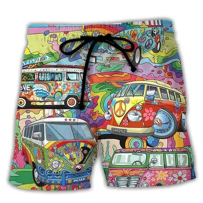 Colorful Graffiti 3D Printed Surfing Board Shorts For Men And Boys Cool Summer Beach Swim Trunks Street Style Hip Hop