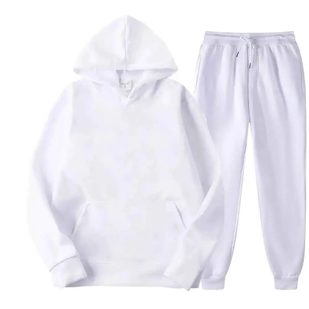 Men's Tracksuit Set Hooded Sweatshirt and Jogger Pants High Quality Breathable Polyester for Casual Gym Wear