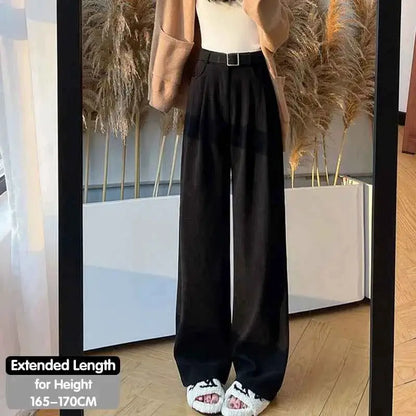 Corduroy High Waist Wide Leg Pants for Women Autumn Winter Casual Trousers Straight Leg New