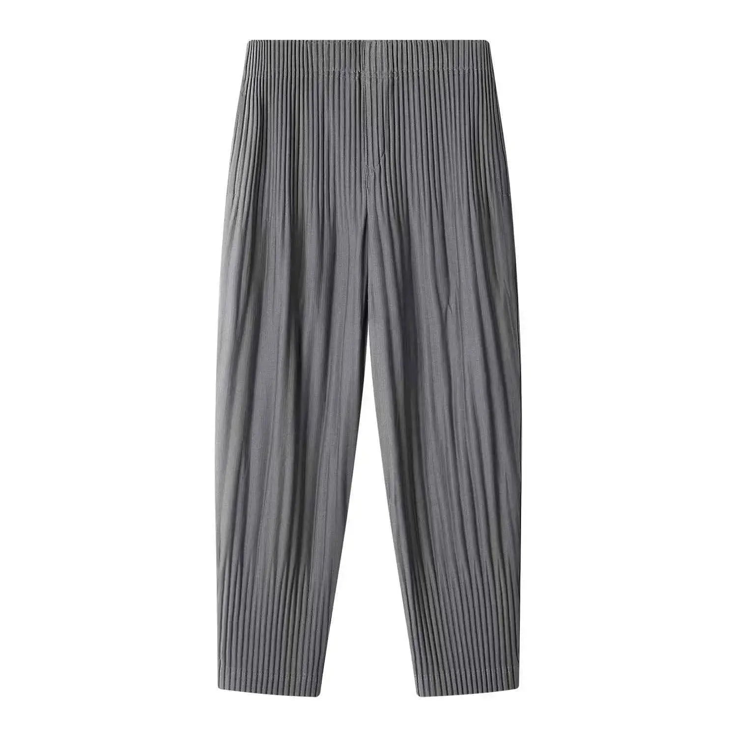 Miyake Pleated Harem Pants For Men Japanese Streetwear Baggy Breathable Low Crotch Trousers