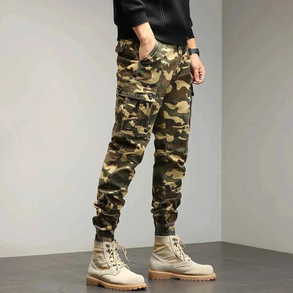 HIQOR Red Cargo Pants For Men Outdoor Cotton Camouflage Trousers Work Joggers Streetwear Camo Hiking Pants