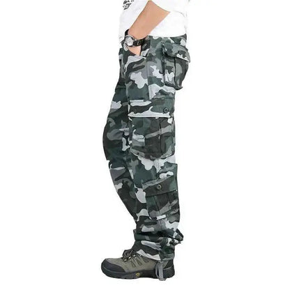 Mens Tactical Cargo Pants Cotton Outdoor Work Trousers Camouflage Hiking Pants Big Size