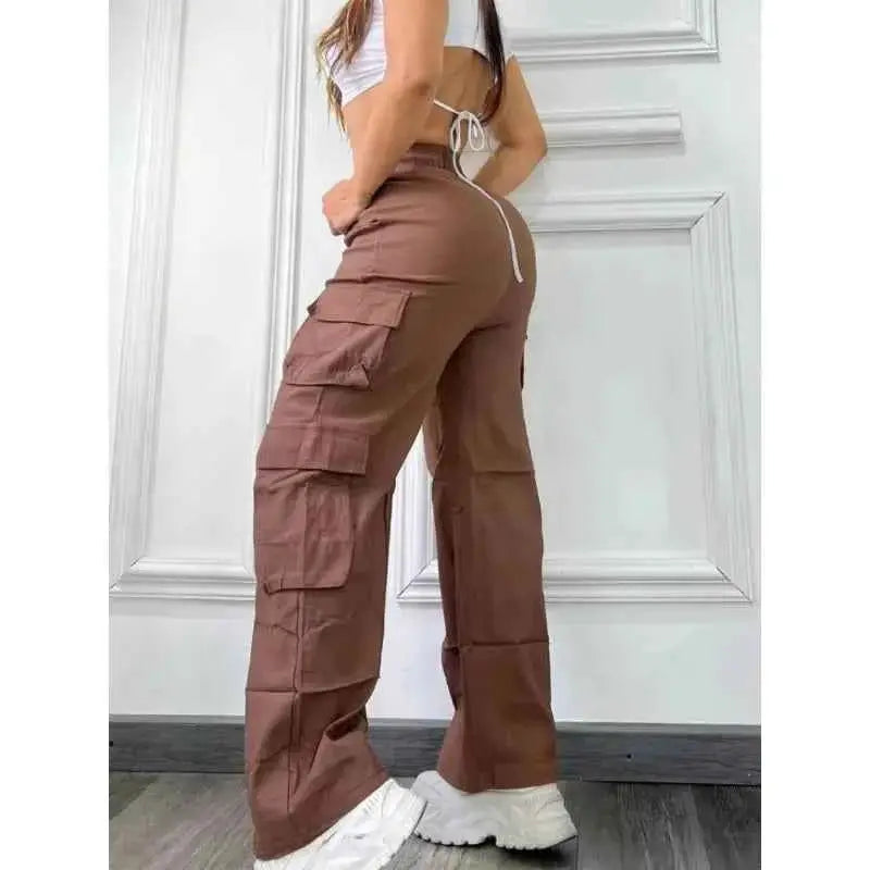 New Women Cargo Pants High Waist Straight Leg Baggy Trousers Wide Leg Vintage Y2K Streetwear With Pockets