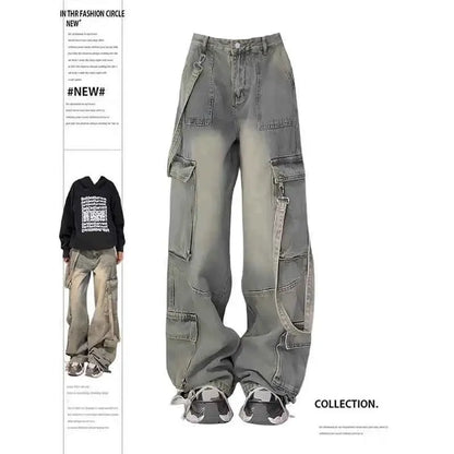 Women Vintage Blue Gothic Cargo Jeans For Everyday Streetwear By TeenStylo Premium Quality Classic Fit