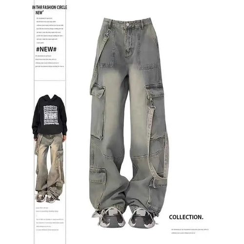 Women Vintage Blue Gothic Cargo Jeans For Everyday Streetwear By TeenStylo Premium Quality Classic Fit