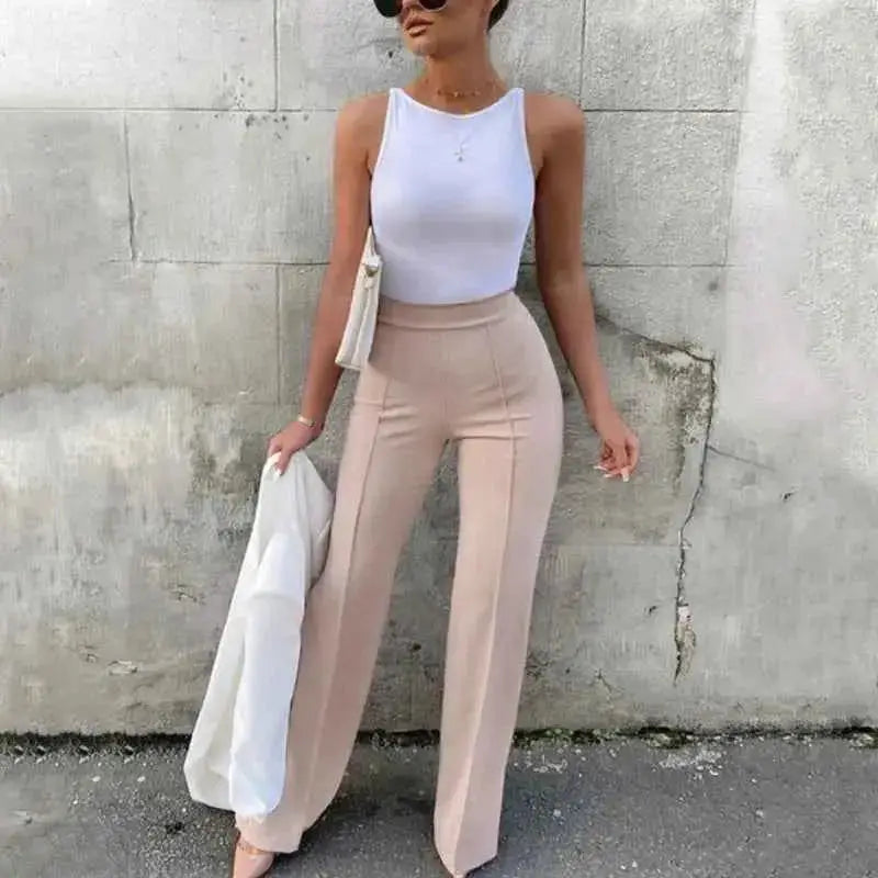 Women's Slim Bell Bottom Solid Color Classic Fit Soft Stretch Office Wear Pants | TeenStylo — TeenStylo