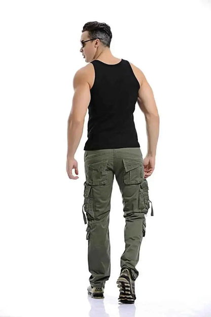 Mens Tactical Cargo Pants Multi Pocket Washed Cotton Loose Fit Overalls For Men Sizes 28 To 42