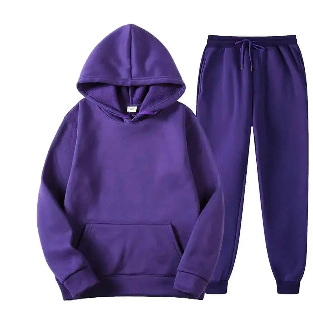 Men's Tracksuit Set Hooded Sweatshirt and Jogger Pants High Quality Breathable Polyester for Casual Gym Wear