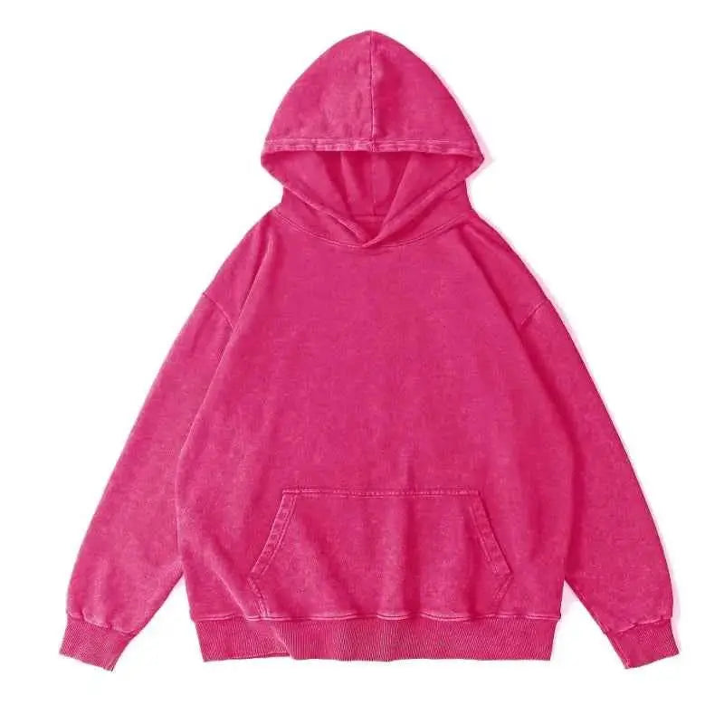 Oversized Distressed Hoodie 100 Percent Cotton Unisex Drop Shoulder Retro Fashion Washed Loose Fit 2024