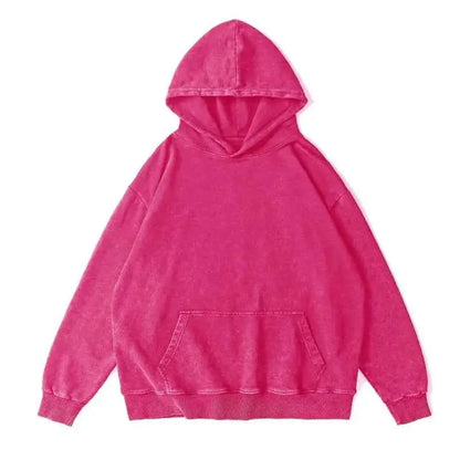 Oversized Distressed Hoodie 100 Percent Cotton Unisex Drop Shoulder Retro Fashion Washed Loose Fit 2024