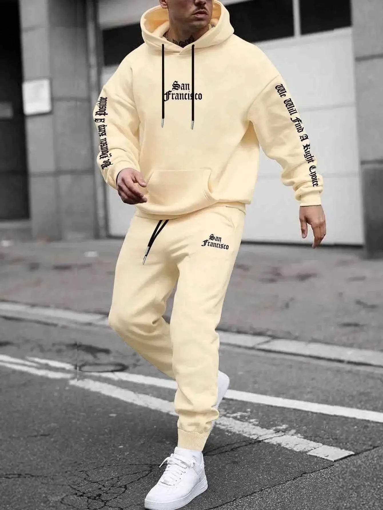 Autumn Winter Hooded Tracksuit Set For Men And Women With Drawstring Pullover Comfortable Casual Fashion Daily Wear