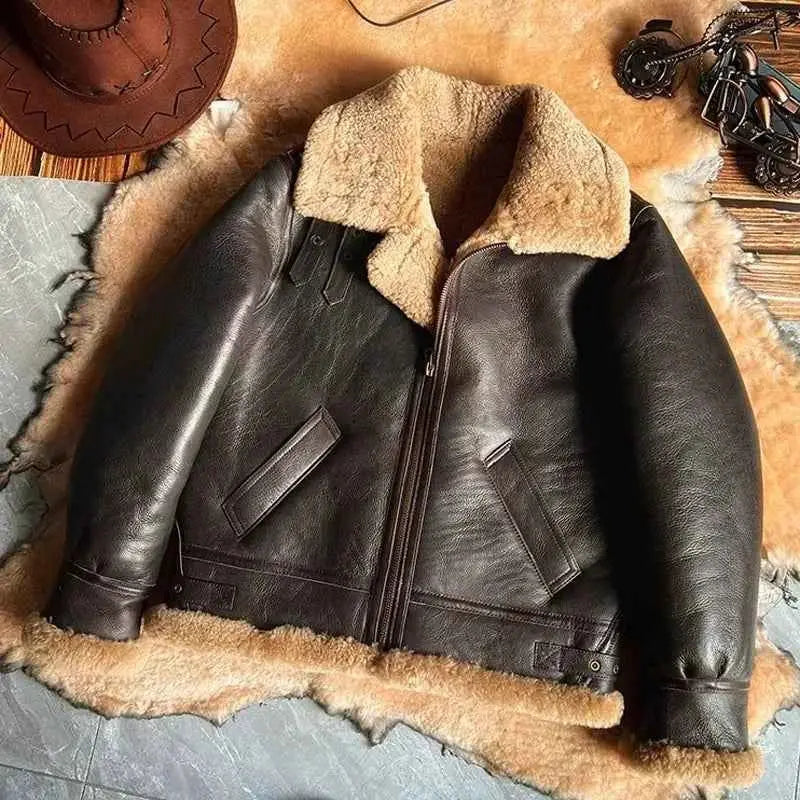 Men's Winter Coat Genuine Leather Natural Color By TeenStylo Premium Leather Jacket For Men