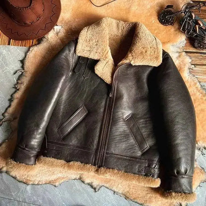Men's Winter Coat Genuine Leather Natural Color By TeenStylo Premium Leather Jacket For Men