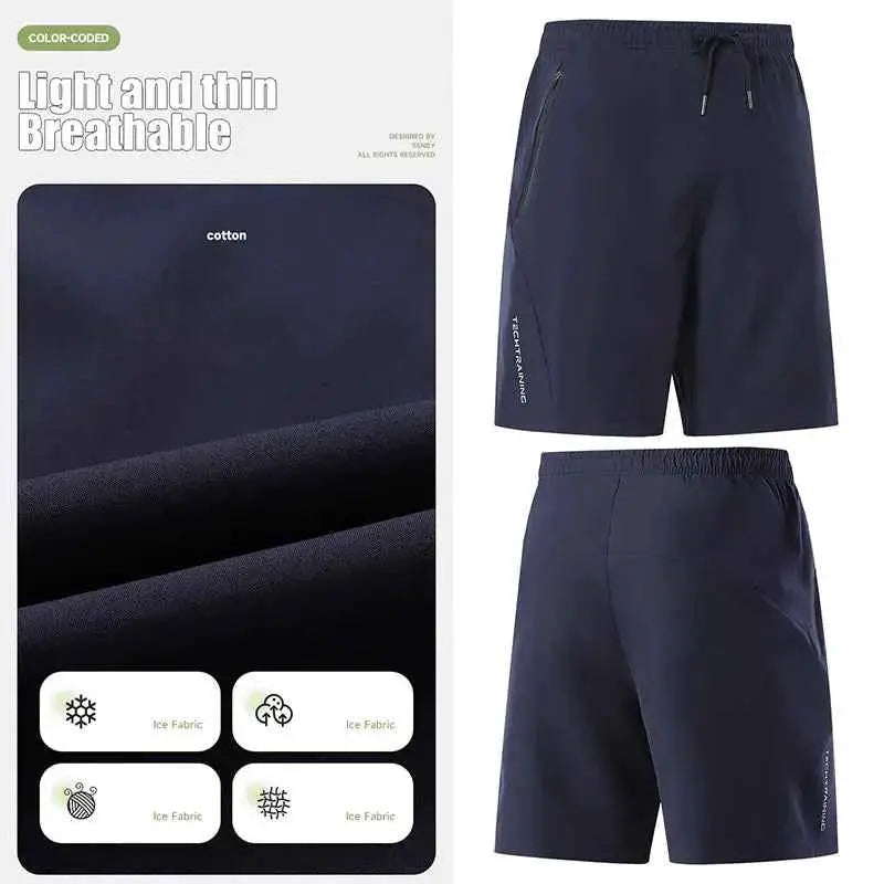 Men's Summer Gym Shorts Quick Dry Breathable Drawstring Waist For Running And Cycling Reflective