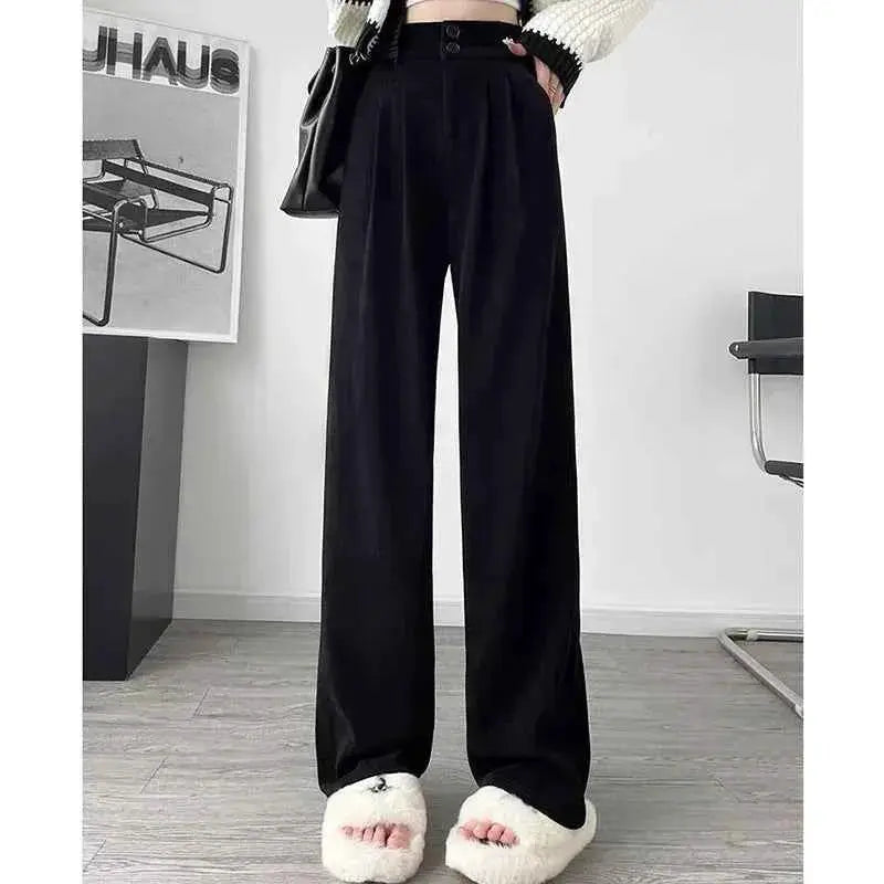 Women Wide Leg Straight Suit Pants For Office Wear Professional Trousers TeenStylo